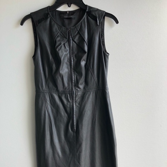 elie tahari leather dress